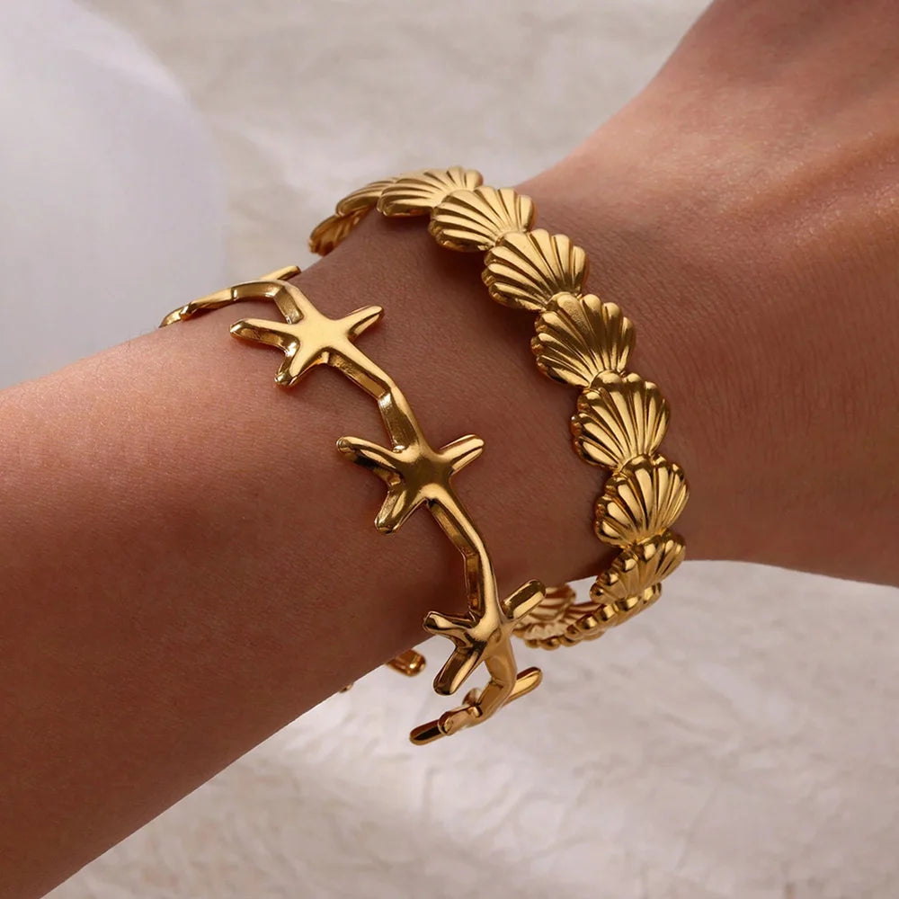 316L Stainless Steel Shell Starfish Bangles